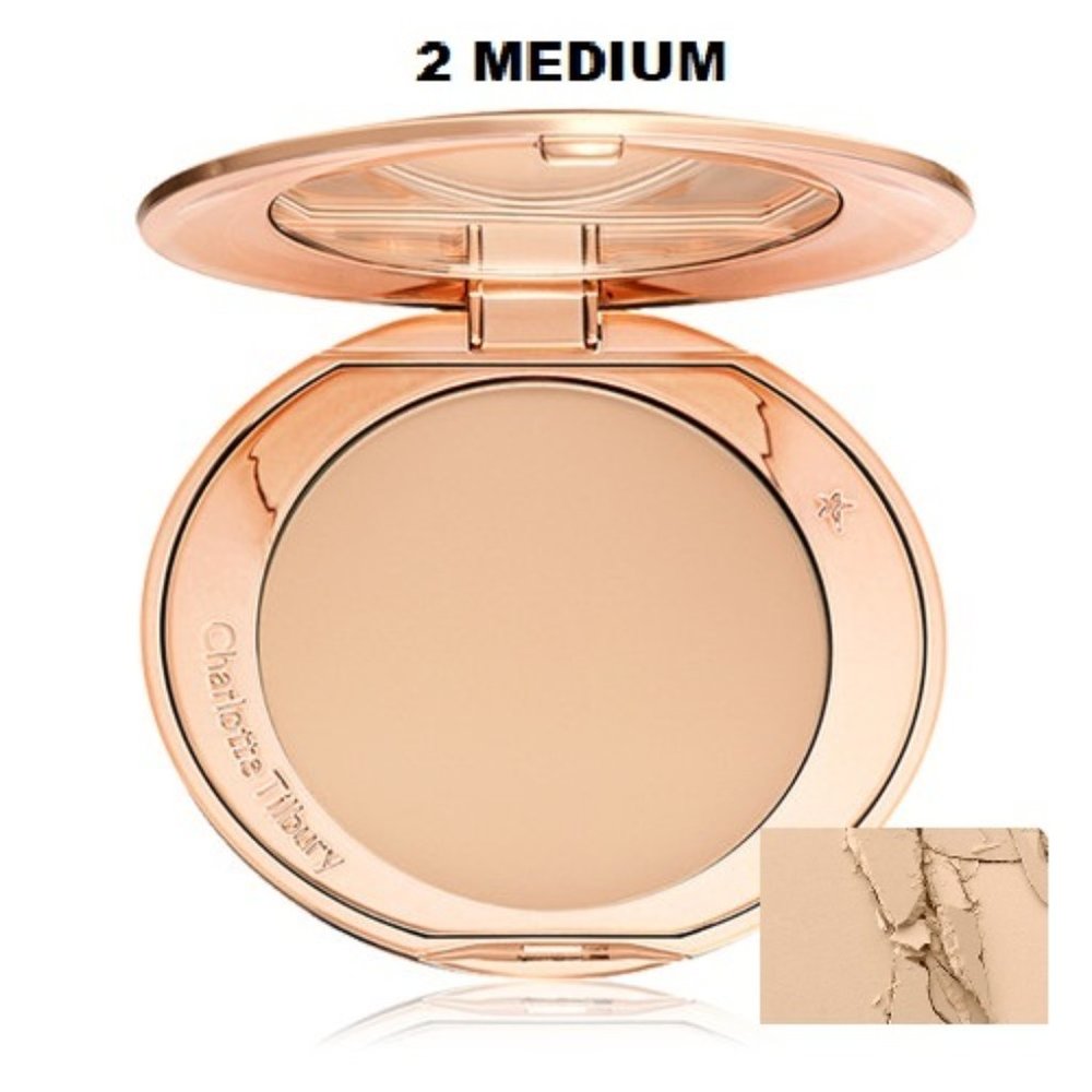 ✔️Charlotte Tilbury #2 MEDIUM Airbrush Flawless Finish Setting Powder ✨BNIB - Picture 2 of 8